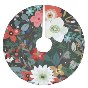 冬の植物花フローラクリスマスホリデー ブラッシュドポリエステルツリースカート