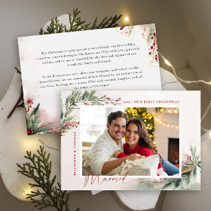冬の植物赤い写真初めてのクリスマス 結婚した シーズンカード