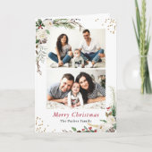 冬の植物2枚写真のコラージュが折り畳まれた挨拶 シーズンカード (正面)