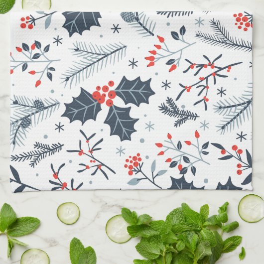 冬の植物 キッチンタオル (折り畳み)