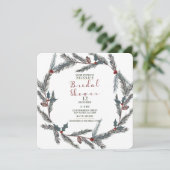 冬の植物 ピン ベリー リース ブライダル シャワー 招待状 (スタンド正面)