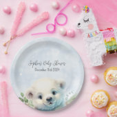 冬の極熊の寒い外の青い赤ちゃんシャワー ペーパープレート (パーティー)