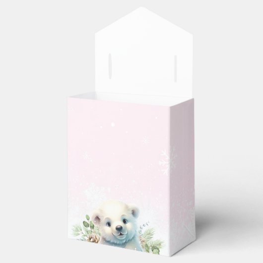 冬の極熊の寒さピンクの赤ちゃんシャワー外 フェイバーボックス (オープン)