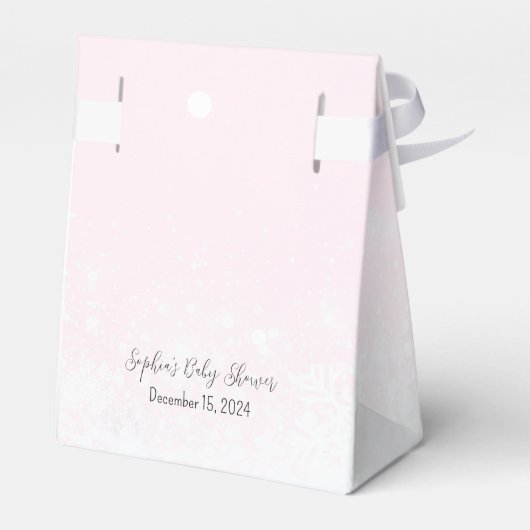 冬の極熊の寒さピンクの赤ちゃんシャワー外 フェイバーボックス (裏面サイド)