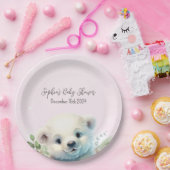 冬の極熊の寒さピンクの赤ちゃんシャワー外 ペーパープレート (パーティー)