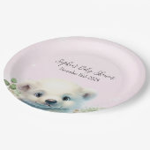 冬の極熊の寒さピンクの赤ちゃんシャワー外 ペーパープレート (アングル)