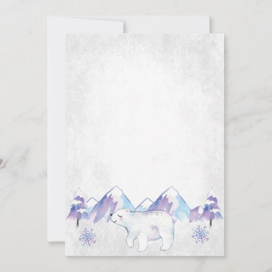 冬の極熊スノーフレークベビーシャワー招待状 招待状 (裏面)