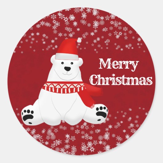 冬の極熊スノーフレーク子供パーティー工芸品クリスマス ラウンドシール (正面)