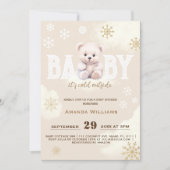冬の極白熊の赤ちゃんシャワー 招待状 (正面)