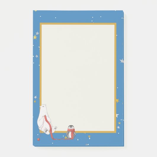 冬の極空ペンギン星背景 ポストイット (正面)