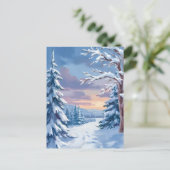 冬の楽園 | 山の雪の自然画 ポストカード (スタンド正面)