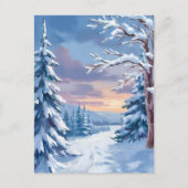 冬の楽園 | 山の雪の自然画 ポストカード (正面)