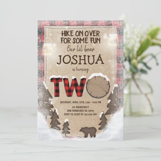 冬の樵の誕生日の招待状の森林 招待状 (スタンド正面)