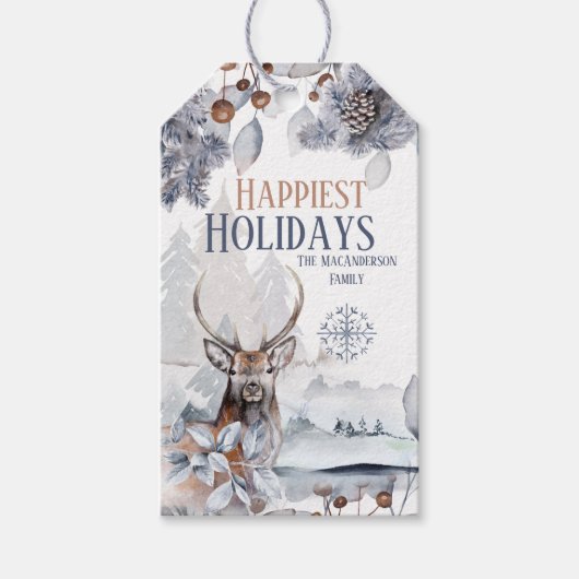 冬の樹林雪林の風光明媚 ギフトタグ (正面)