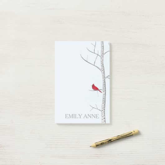 冬の樺の木の投稿に関するメモ ポストイット (デスク上)