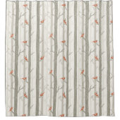 冬の樺の木の木と赤い深紅色 シャワーカーテン (正面)