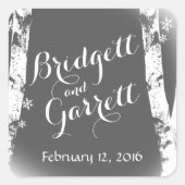 冬の樺の木の木と雪 スクエアシール (正面)