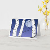 冬の樺の木の至またはユール（キリスト降誕祭）カード カード (黄色い花)