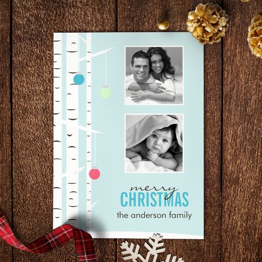 冬の樺の木クリスマスフォトホリデーカード シーズンカード