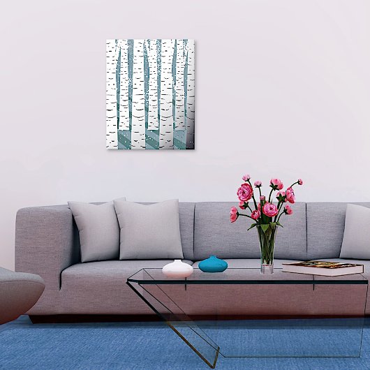 冬の樺の木ツリーズフォイルプリント 箔ポスター