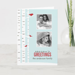 冬の樺の木ツリーズホリデーフォトカード シーズンカード