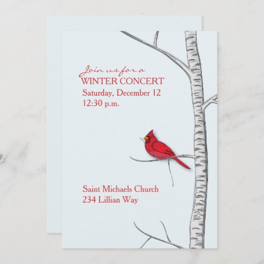 冬の樺の木ツリー招待状 招待状 (正面/裏面)