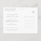 冬の樺の木書道結婚式の日付を保存 案内ポストカード (裏面)