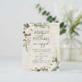 冬の樺の木書道結婚式の日付を保存 案内ポストカード (スタンド正面)