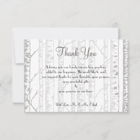 冬の樺の木木サンキューカード サンキューカード (正面)