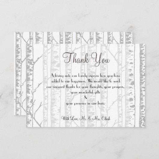 冬の樺の木木サンキューカード サンキューカード (正面/裏面)