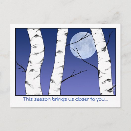冬の樺の木至/ユール（キリスト降誕祭）はがき ポストカード (正面)