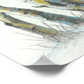 冬の樺の木色鉛筆アート ポスター (角)