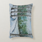 冬の樺の木雪のシーン アクセントクッション (正面(垂直))