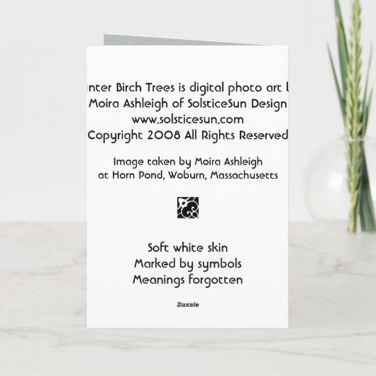 冬の樺の木 カード (裏面)