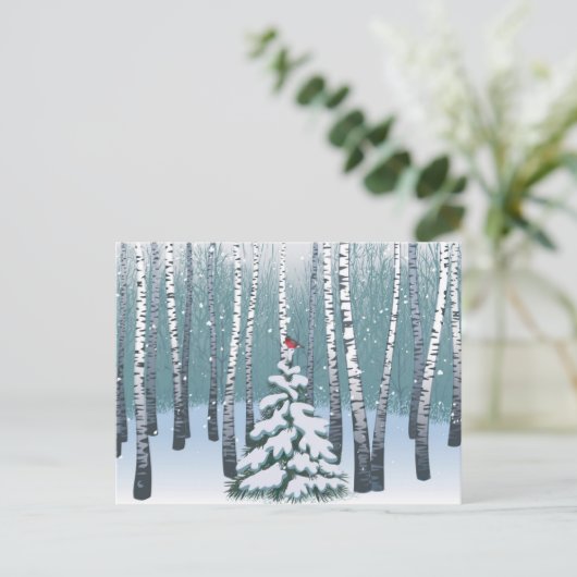 冬の樺の木 ポストカード (スタンド正面)