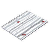 冬の樺の木：灰色の木、赤い鳥 ノートブック (左側)