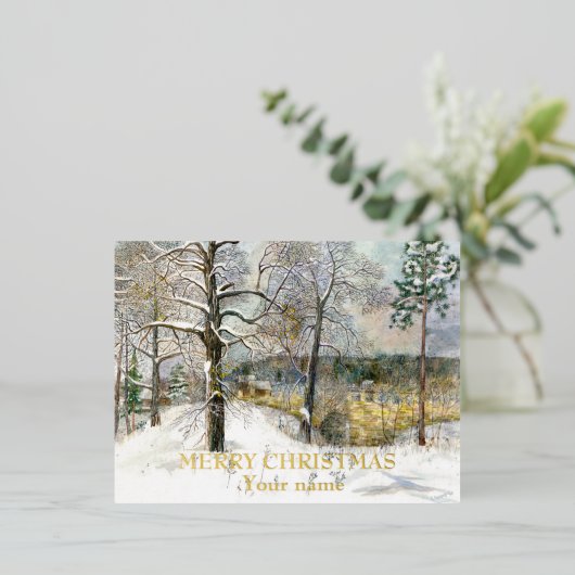 冬の橋の水の色フォイルホリデーポストカード 箔シーズンポストカード (立ち正面)