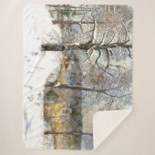 冬の橋の水の色絵画の シェルパブランケット (正面)