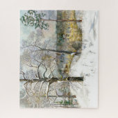 冬の橋の水の色絵画の ジグソーパズル (縦)