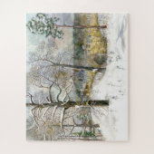 冬の橋の水の色絵画の ジグソーパズル (縦)