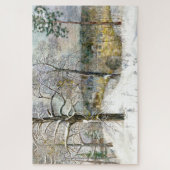 冬の橋の水の色絵画の ジグソーパズル (縦)