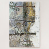 冬の橋の水の色絵画の ジグソーパズル (縦)