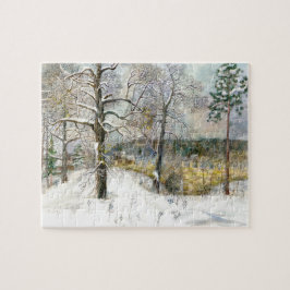 冬の橋の水の色絵画の ジグソーパズル