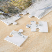 冬の橋の水の色絵画の ジグソーパズル (側面)