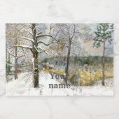 冬の橋の水の色絵画の スパークリングワインラベル (シングルラベル)