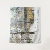 冬の橋の水の色絵画の タペストリー (正面)