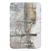 冬の橋の水の色絵画の バスマット (正面縦)