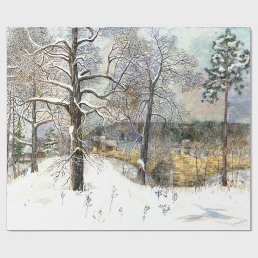 冬の橋の水の色絵画の ラッピングペーパー (フラット)