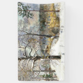 冬の橋の水の色絵画の 横断幕 (縦)