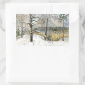 冬の橋の水の色絵画の 長方形シール (バッグ)